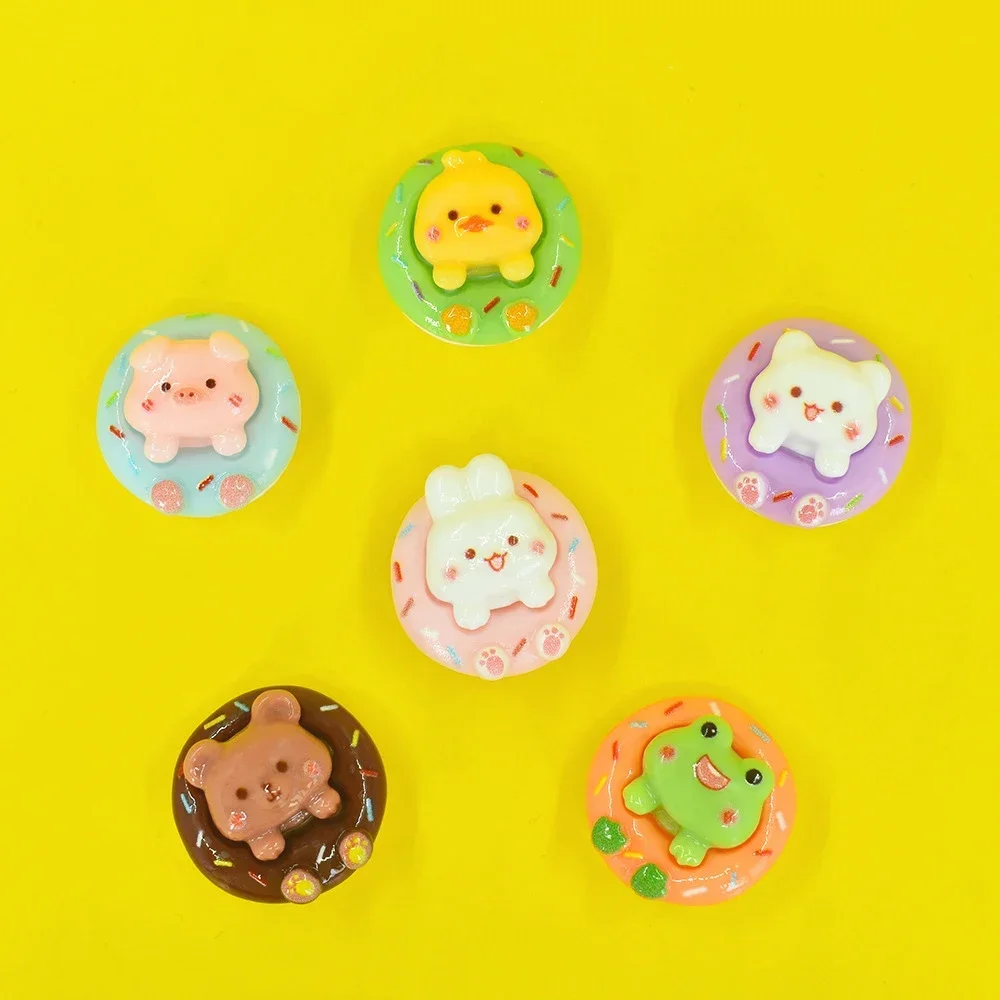 Cartoon Kawaii Animal Donuts New DIY Miniatures Figures Cabochans Flatbacks Resin Charms Supplies Items Material Scrapbook Craft