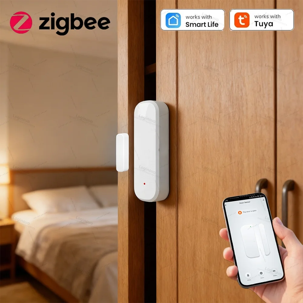 Czujnik otwarcia drzwi/okien Tuya Zigbee, inteligentny czujnik kontaktowy, detektor otwarcia/zamknięcia, alarm, ochrona bezpieczeństwa dla inteligentnego domu Smart Life Z2M