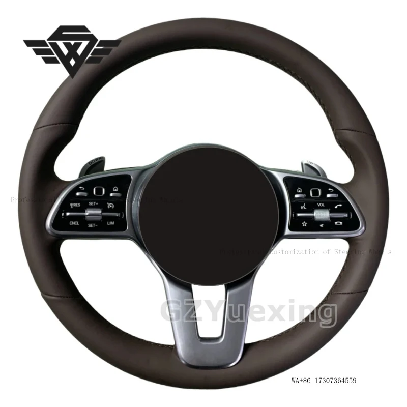 Custom Real Leather Sports-Style Steering Wheel Universal Fit for Mercedes Benz GLA GLC W205 Models and CLS CLA Models