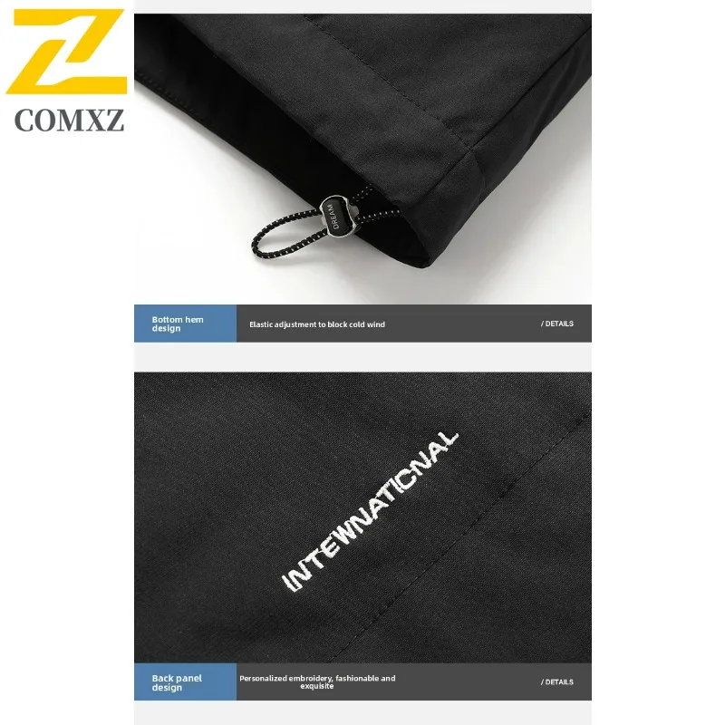 COMXZ Casual Hooded Men Down Jacket Outdoor Travel Thickened Warm Padded Jacket Trendy Camping Lightweight Winter Down Coat