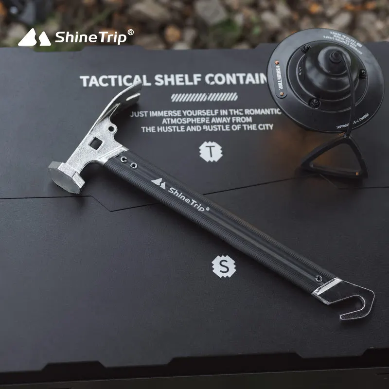 Shine Trip Outdoor Tent Nail Hammer, Stainless Steel Hammer, Portable Nail Puller, Survival Equipment, Camping Hammer