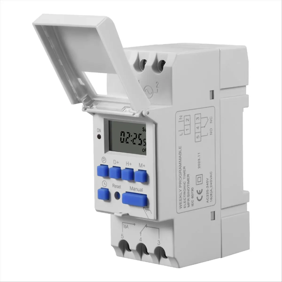 DT38 SINOTIMER Electronic Timer, TM615-2 Timer Switch 7 Days 24 Hours Programmable LCD Time Relay-220V