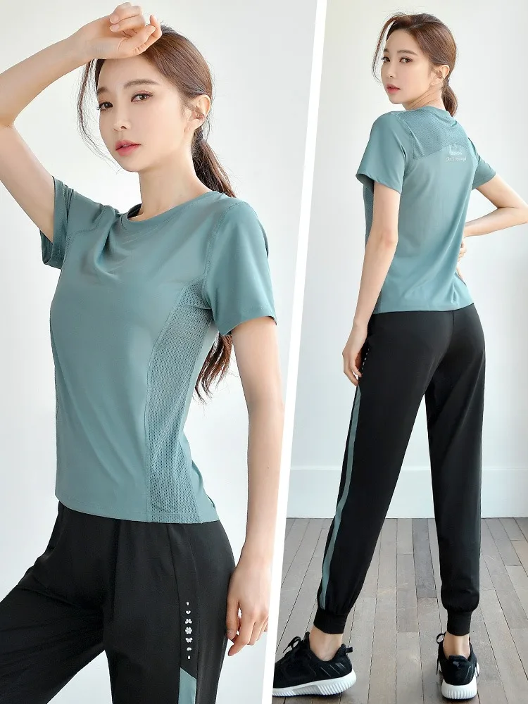 

Женский комплект одежды для йоги: свободный крой, быстросохнущий, для гимнастики, спорта, утренних пробежек на улице, профессиональный спортивный костюм