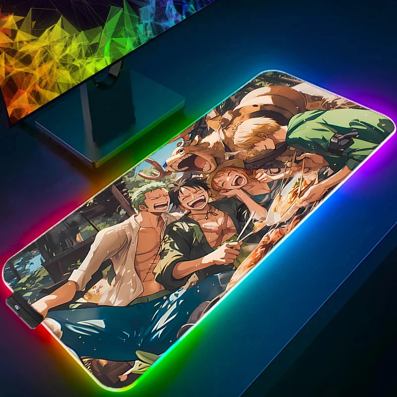 

RGB LED Mouse Pad Rubber Keyboard Pad Computer Game Mousepad Office One Piece Luffy Desk Mat PC Accessories Mouse Mat Tablet Pad