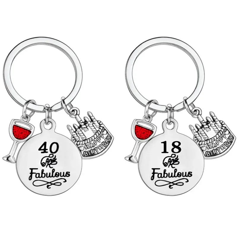 Cute Birthday Cake Keychain Pendant Friendship Family Gift Women Men Son Daughter Aunt Niece Birthday Key Chains Keyrings Gifts