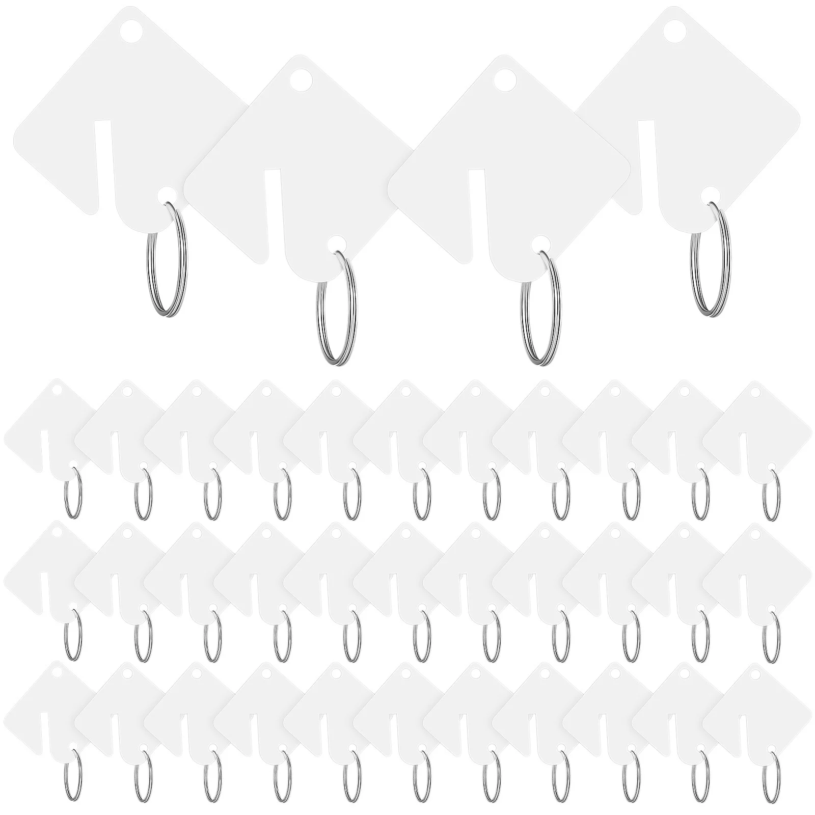 

60Pcs Blank Key Tags Acrylic Keychain Blanks for Labeling Keys Inventory Control DIY Crafts with Metal Rings Key Tags for Rental