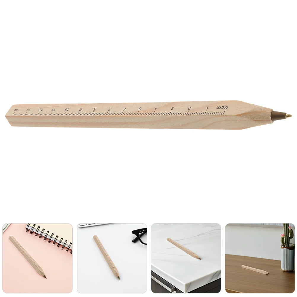 

8Pcs Real Wood Ballpoint Pen Ruler Combined Comfortable Grip Smooth Writing Office School Meeting Signature Stationery Supplies