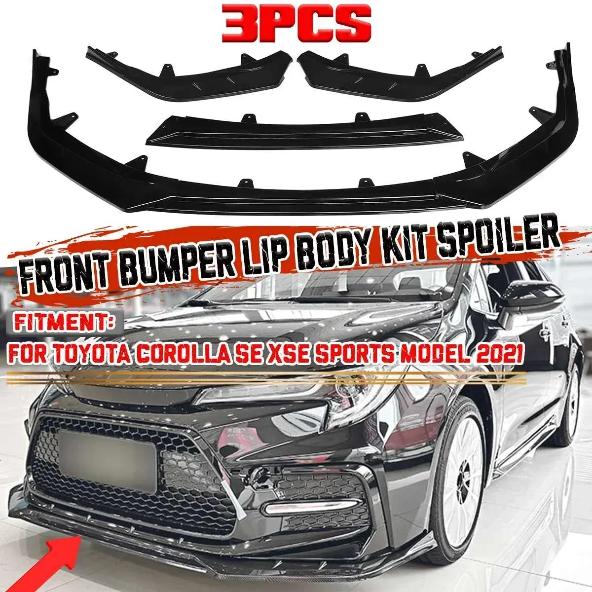 High Quality SE XSE Car Front Bumper Lip Chin Bumper Body Kits Splitter Diffuser For Toyota Corolla SE XSE Sports Model 2021