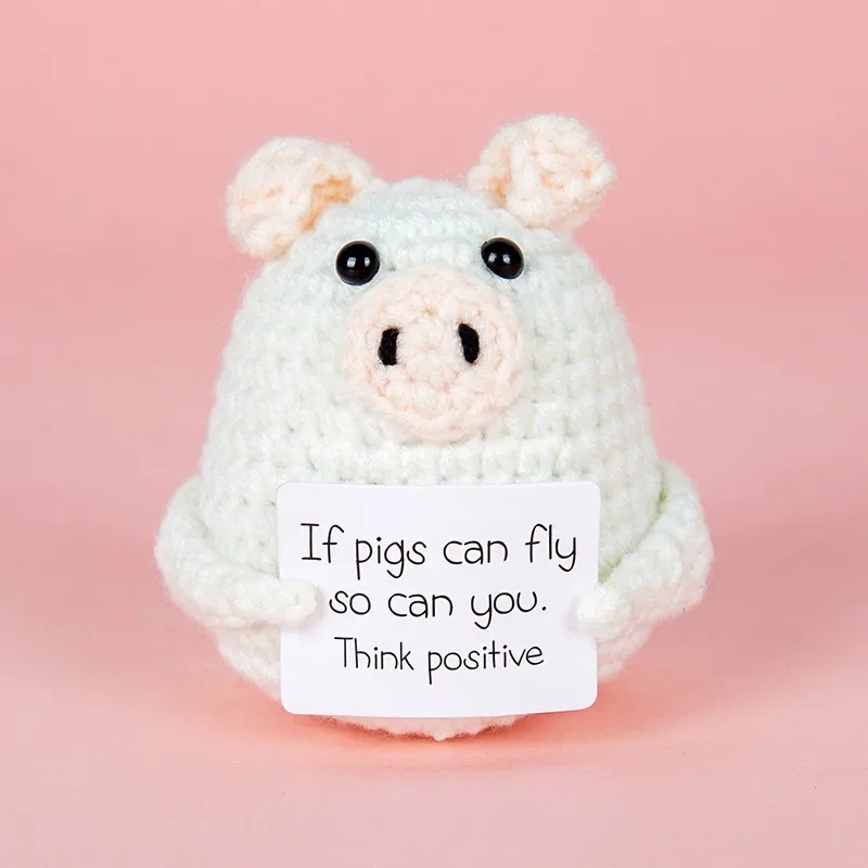 Cute Positive Potato Home Room Decor Mini Handmade Plush Pig Ornament Knitting Wool Yarn Doll Birthday Gifts Room  Decorations