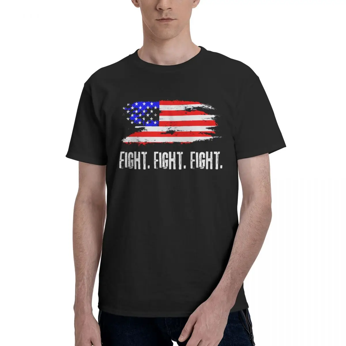 

Graphic Men's T-shirt Assassination S Black Round Neck 100% Cotton Trump-p short sleeve Man Tee Shirt