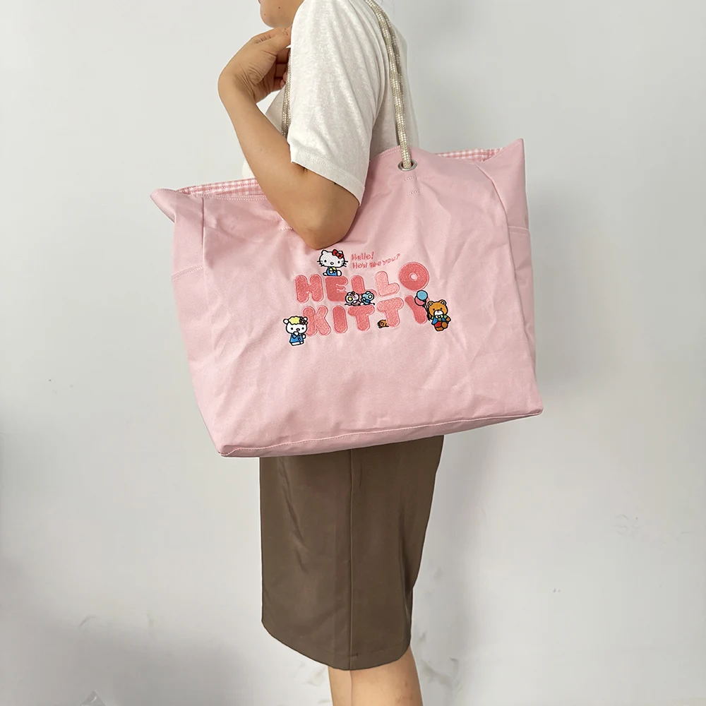 2024 New Sanrio Hello Kitty Large Capacity Fashion Powder Tote Bags Waterproof Commuter Casual Practical Tote Bag For Women Girl