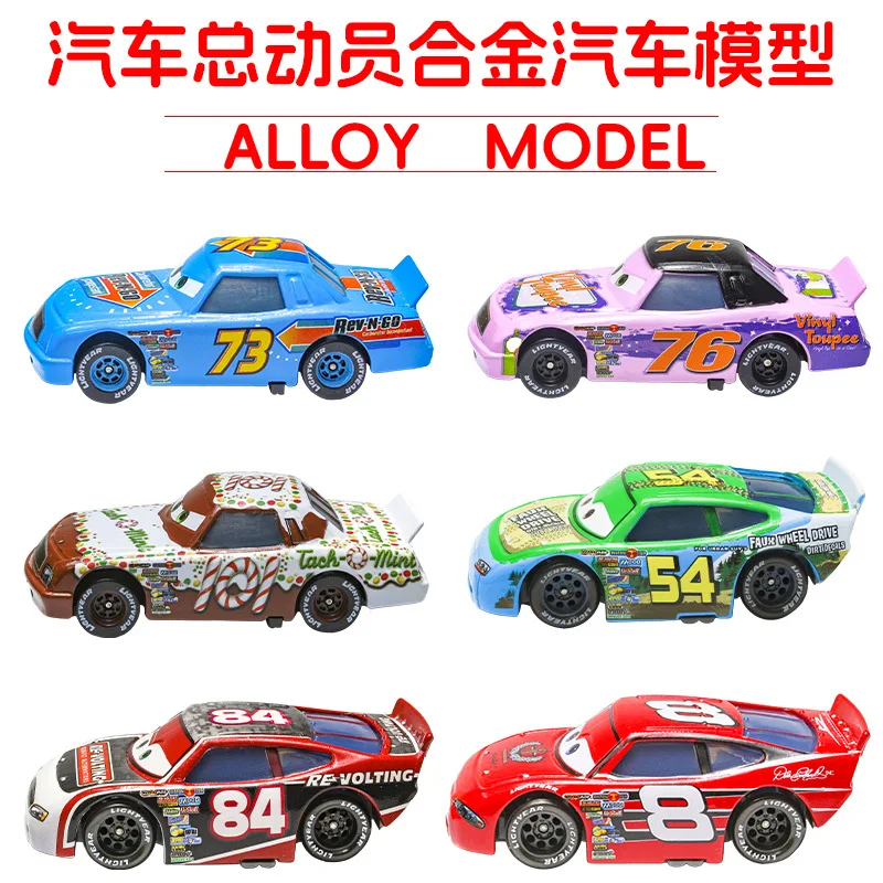 Disney Pixar Cars Alloy Model Lighting Mcqueen No.54 No.101 No.73 No.76 No.84 Racing Driver Children's Gift Toy Alloy Car Model