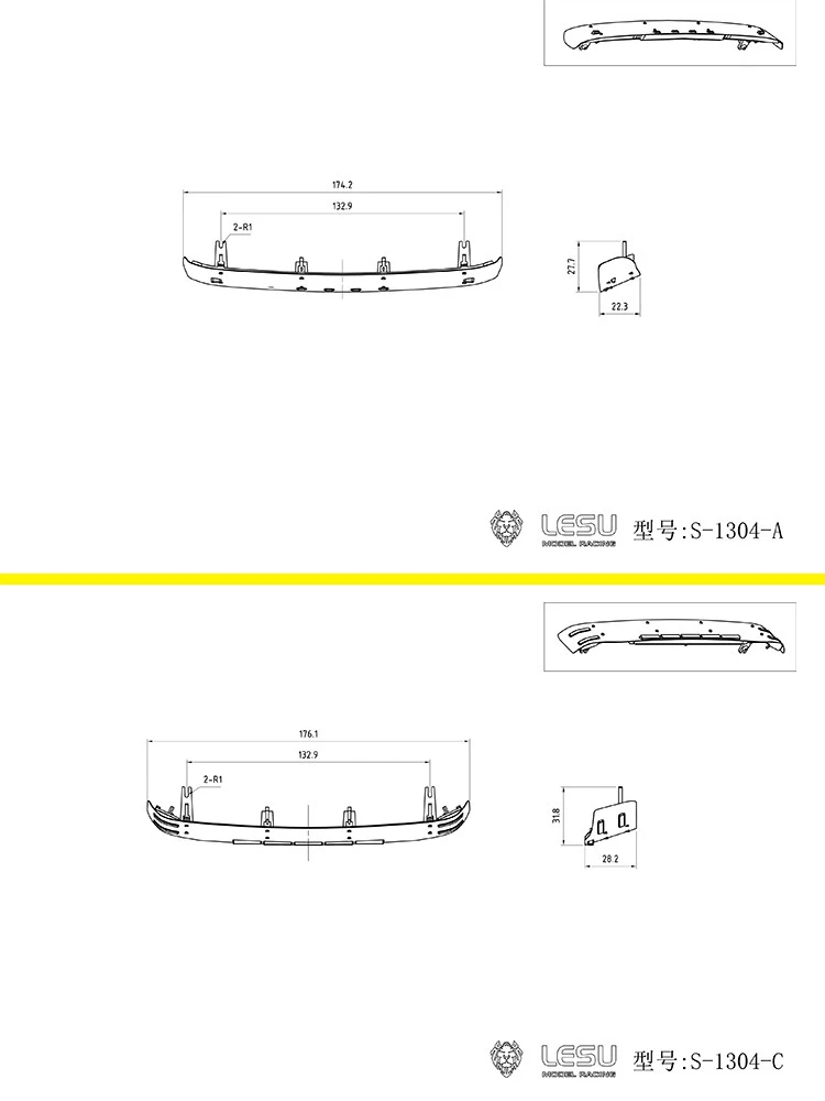 TGX Sun Visor LED Light Stainless Steel S-1304 for 1/14 Tamiya RC MAN Tractor Truck Remote Control Trailer Toys DIY Parts