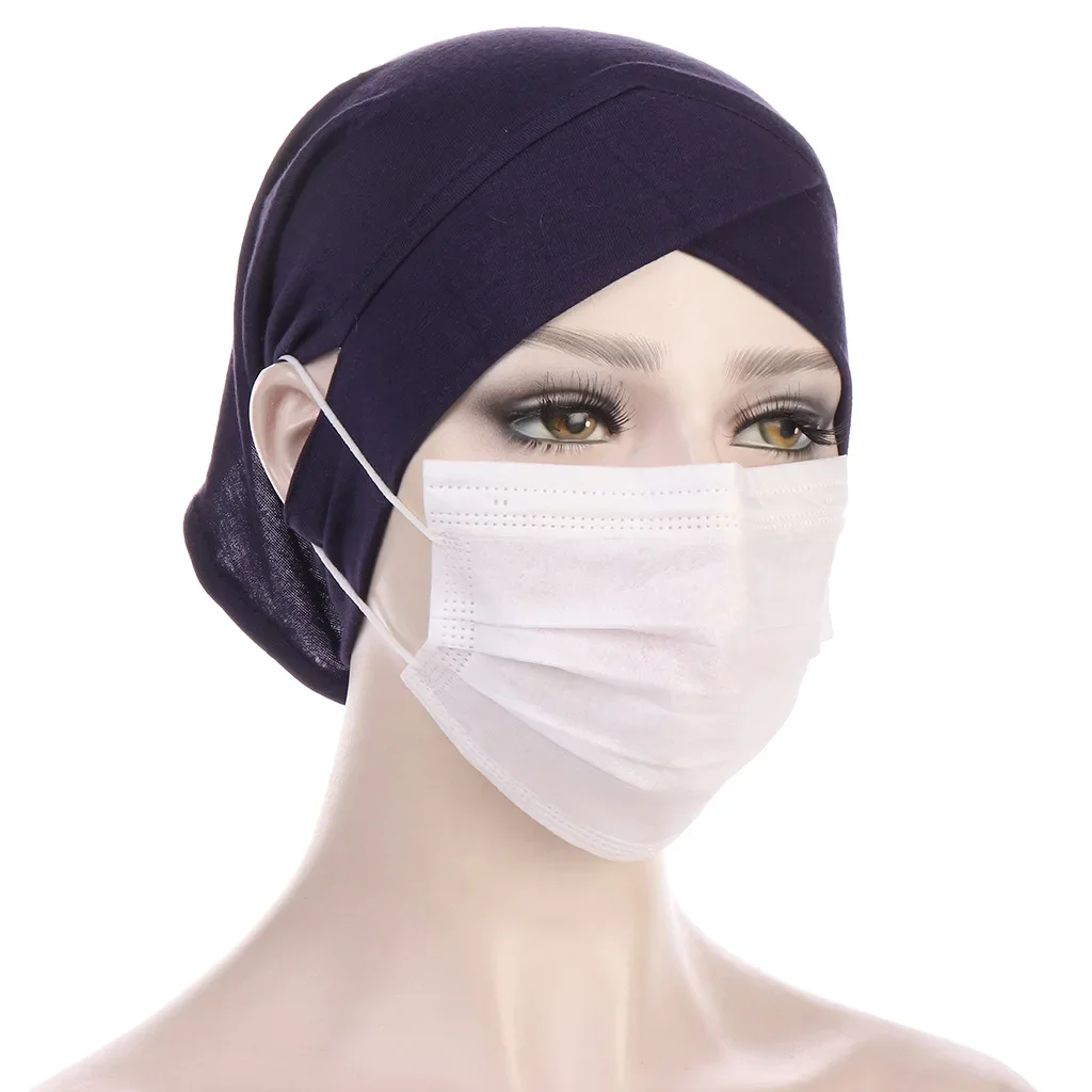 Turban Hijab NikMusulman avec Trou d'Oreille pour Femme, Turban, Bonnet, Chapeau Extensible, Enveloppe de Sauna, Accessoires de Vêtements Islamiques