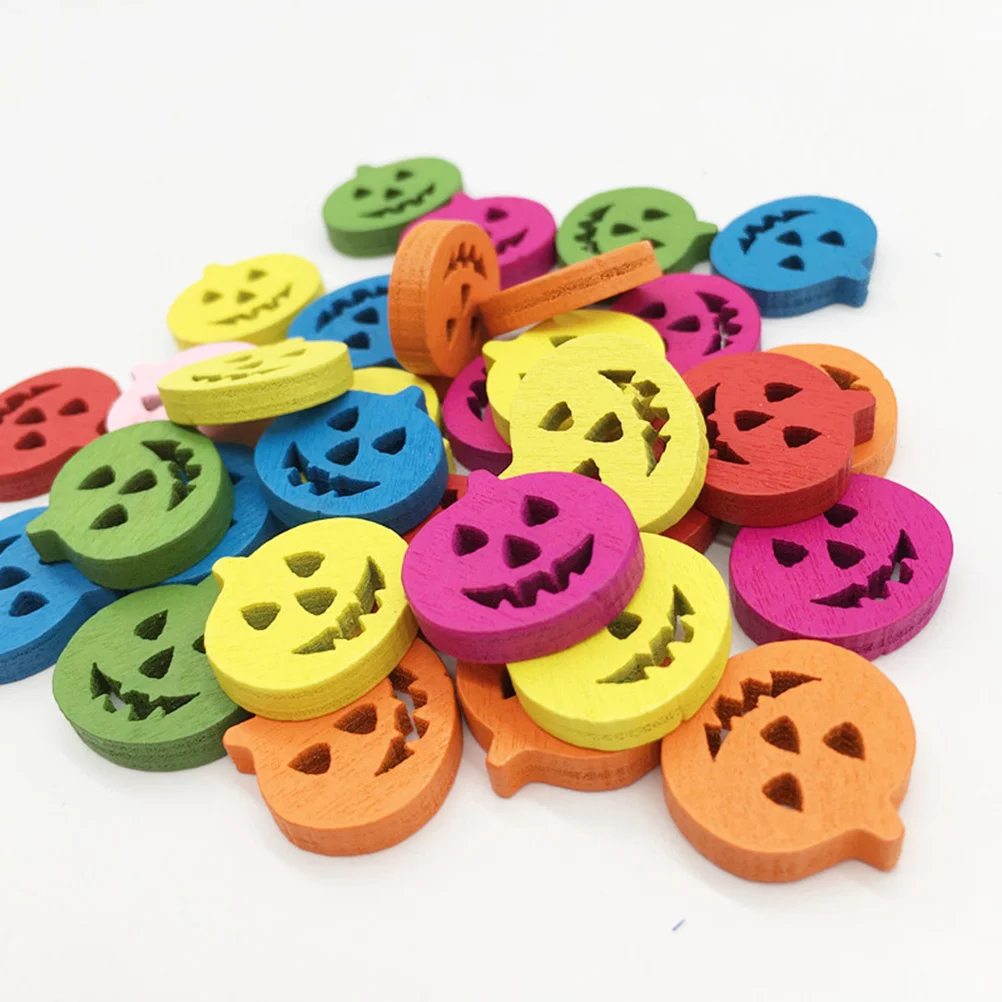 

100Pcs Colorful Pumpkin Wooden Buttons Natural Fine-Edged for Sewing Knitting Crafts DIY Scrapbooking Wood Buttons
