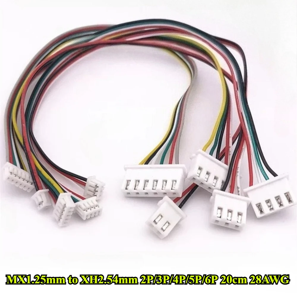 

10/30/50Pcs/lot MX1.25mm to XH2.54mm 2P/3P/4P/5P/6P Terminal Wire Length 20cm 28AWG Electronic Wire Connector