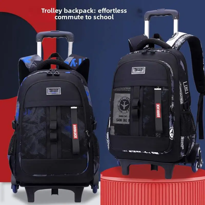 School Trolley bag for Teenagers Boy Kids Student Rolling Backpack School Bag with wheels Travel Wheeled Backpack Book Bags
