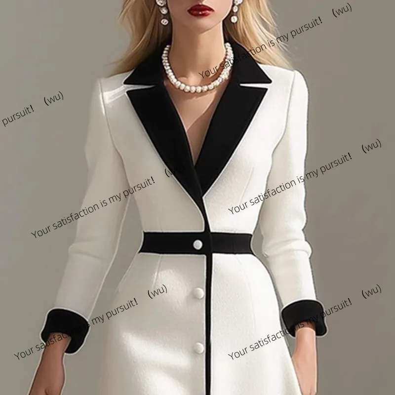 

ZOCI-Женское платье-пиджак с облегающим воротником и французским цветом, офисное платье, украшенное пуговицами.