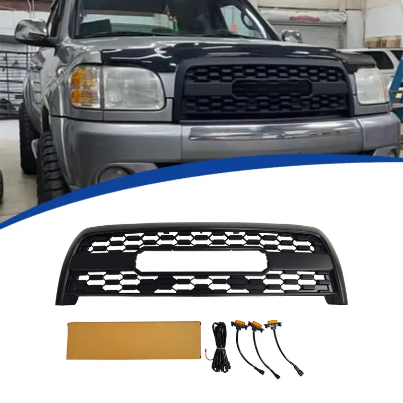 Suitable for 2003 2004 2005 2006 Toyota TUNDRA modified TRD model Grille Car Grille Mesh Decoration with 3 small yellow lights