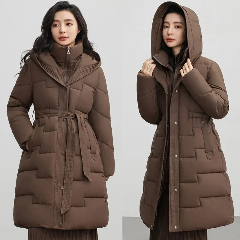 

Women's Down Cotton Jacket 2025 Korean Version Versatile Lady Cotton Padded Outerwear Slim Temperament Ladies Winter Parka Coat