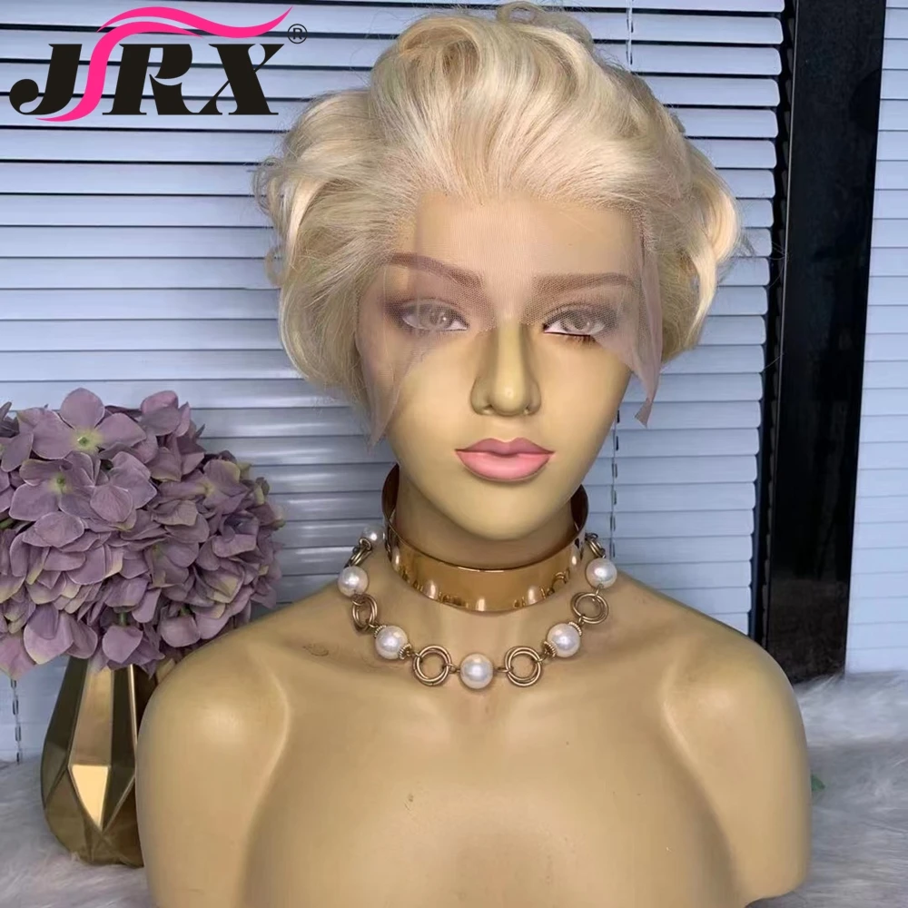 

Pixie Cut Lace Front Wig 13x4 Transparent Lace Frontal Human Hair Wigs for Women Pre Plucked Short Curly Wigs 613 Blonde Colored