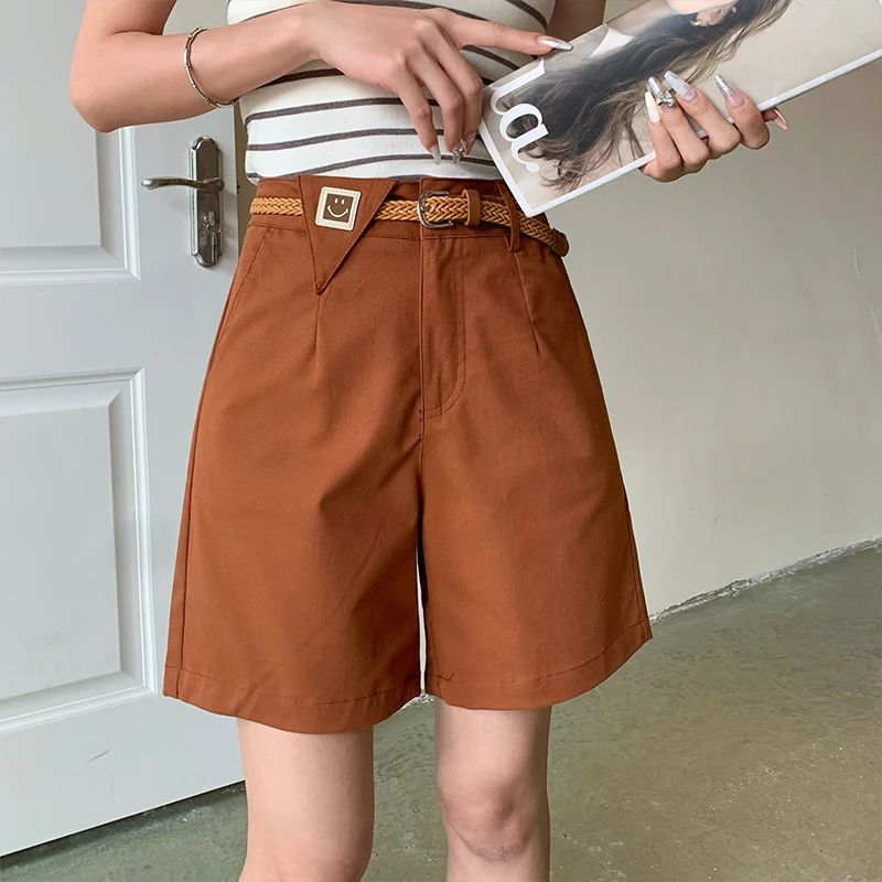 

Fashion High Waist Shorts Korean Style Loose Wide-leg Short Pants Female Summer Elegant Solid Color Slim Fit Shorts Mujer 2024