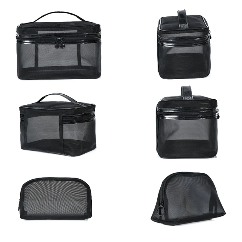 Transparente Mesh-Kosmetiktasche, tragbarer Reise-Make-up-Koffer, Damen-Organizer mit Reißverschluss für Toilettenartikel und Schönheitsaufbewahrung