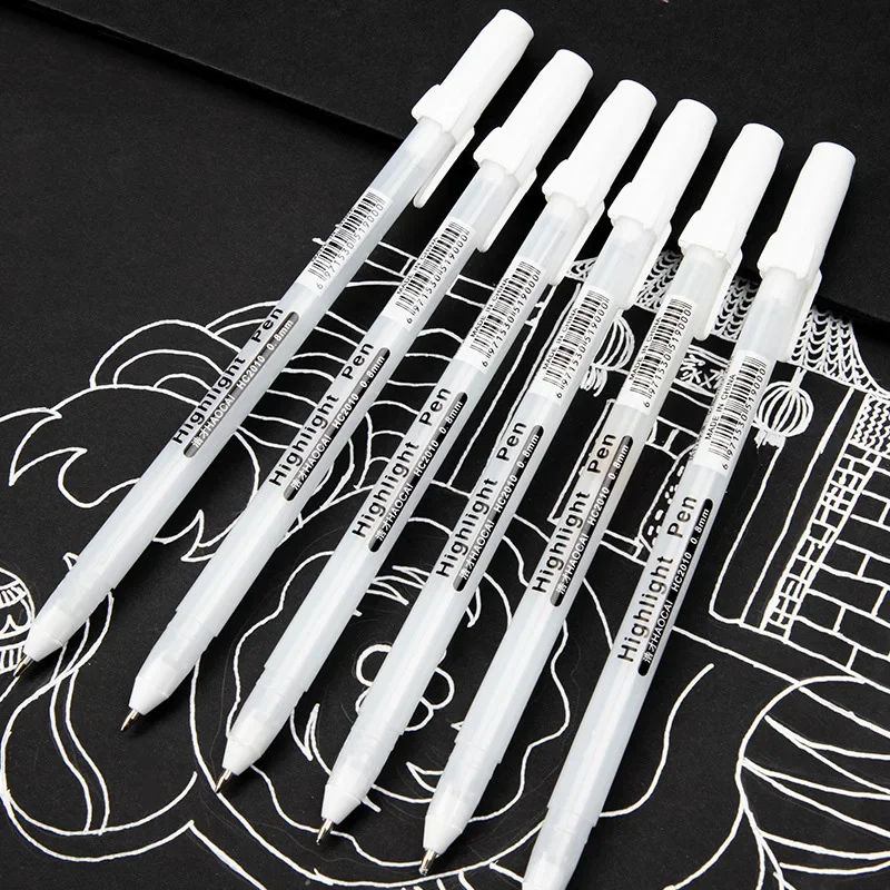 Permanent Art Paint Marker Set 0.7mm White Gold Silver Gel Pen Metalic Marker Pens for Kids Black Paper Writing Painting