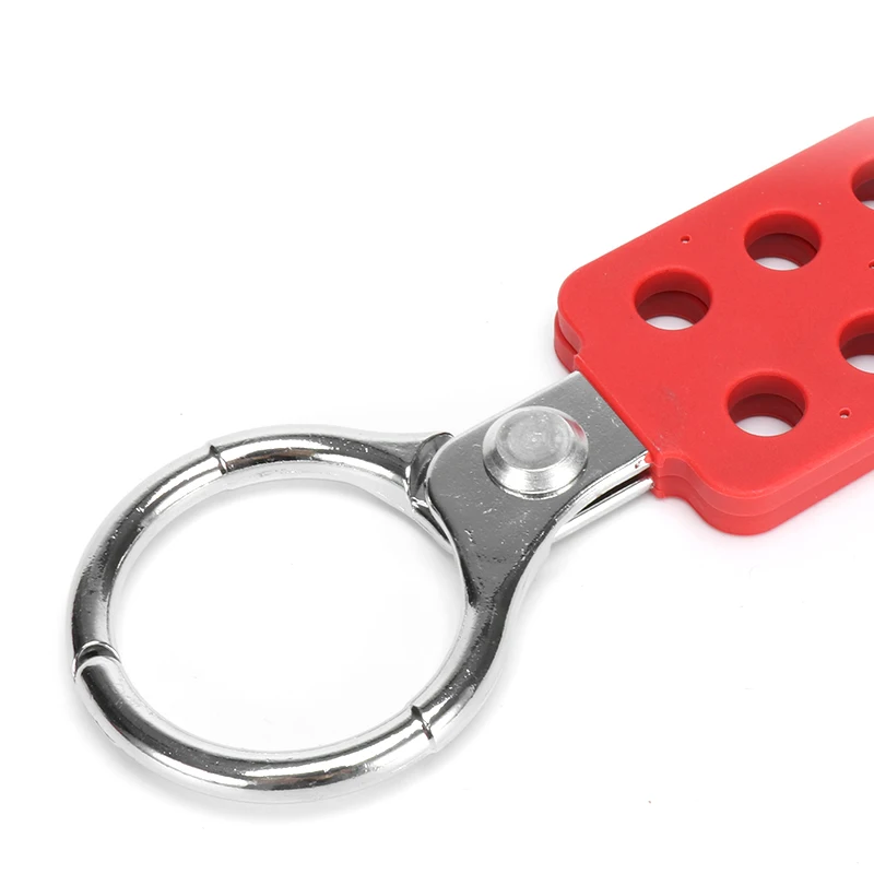 Hasp ,Aluminium Body , Scissor Action 25mm  38mm Dia Jaws, Red Plastic Coated