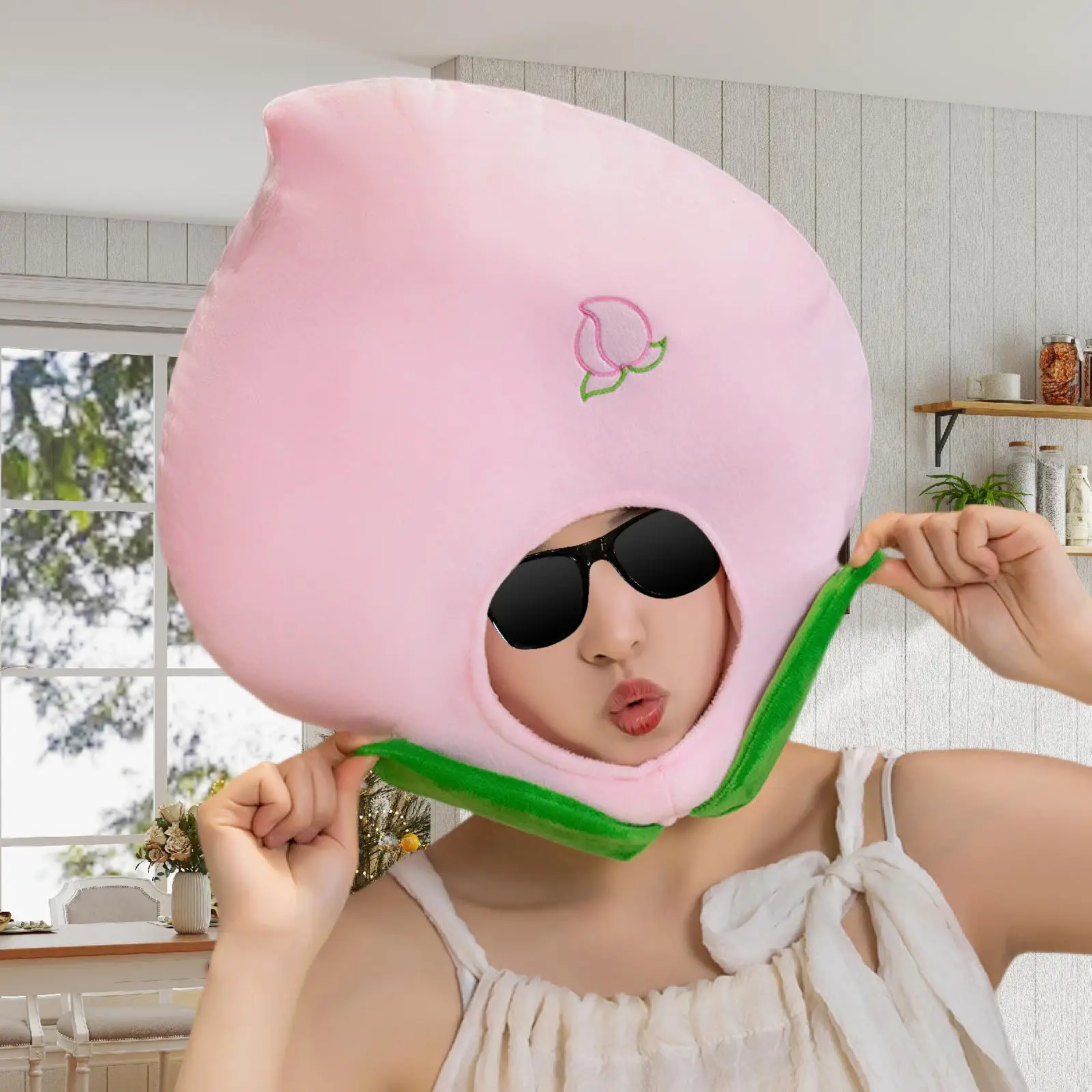 

Plush Hat for Adults Cute Costume Hat Head Cover Headwear Fruit Hat for Birthday Party Graduation Masquerade Festival Role Play