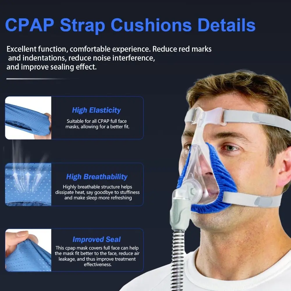 재사용 가능한 CPAP 비강 마스크 라이너 편안한 부드러운 풀 페이스 마스크 쿠션 통기성 원단 프리사이즈 CPAP 마스크 커버