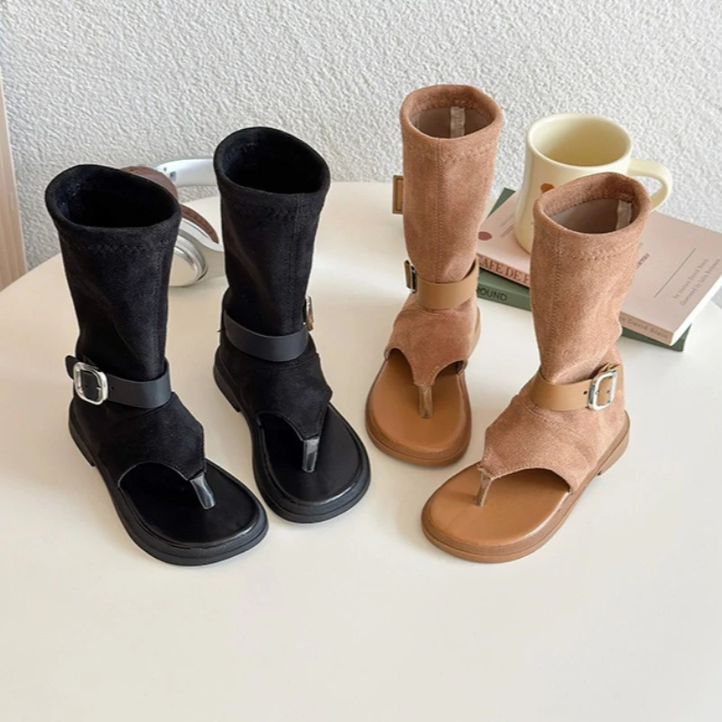 

Детские кожаные сандалии для девочек 2026: Новая корейская версия, французский стиль, мягкие римские сандалии, модные, для школы и активного отдыха