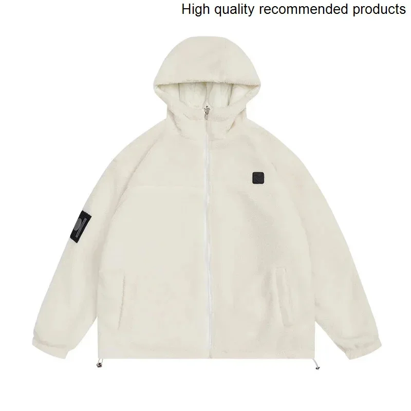 

Winter Double-faced Wearable Jacket Autumn Men Women Loose Casual Lambhair Hooded Parkas Jacket Campus Boys Girls Outdoor Coat