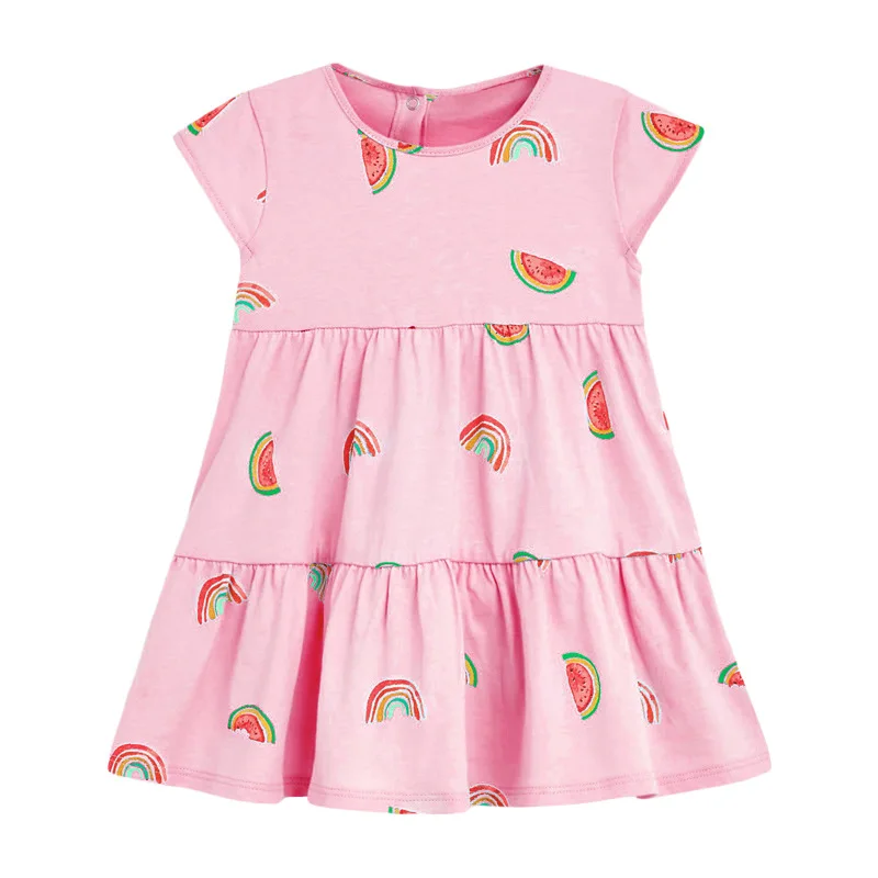 Little maven Baby Girls Summer Casual Clothes Lovely Little Genius Pretty Dress Kids Soft and Comfort Wear