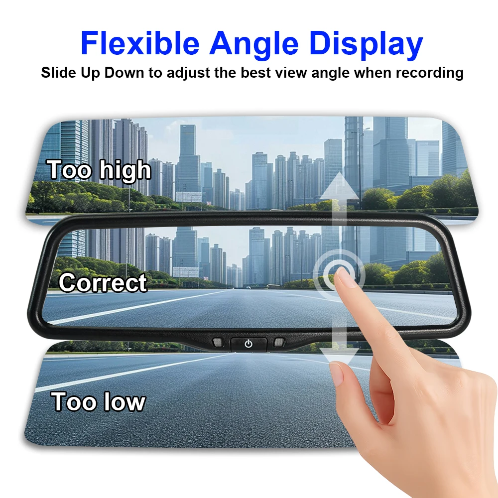 Suitable for Audi A8 2018-2025 9.66Inch Car Digital Rear View Mirror Monitor Full Screen AHD 1080P,RCA / 4PIN Connector