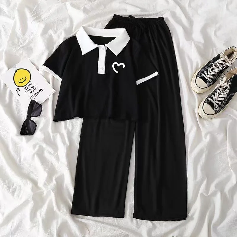 Teenagers Summer Girls Clothing Sets New Fashion Top And Wide Legged Pants 2Pcs Outfits Kids Tracksuit 6-14 Years Kids Clothes