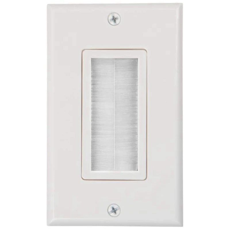 Brush Wall Plate,Decora Style, Cable Pass Through Insert For Wires, Single Gang Cable Access Strap,Wall Socke