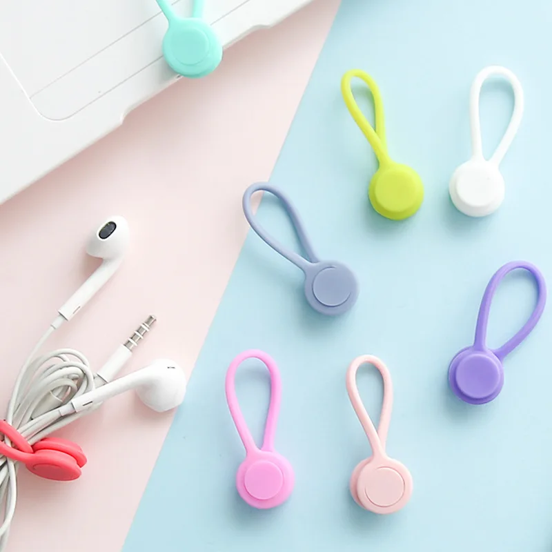 Reusable Magnetic USB Cable Ties Cord Organizer Silicone Magnetic Cord Ties for Bundling Stuff Book Marker Fridge Magnets