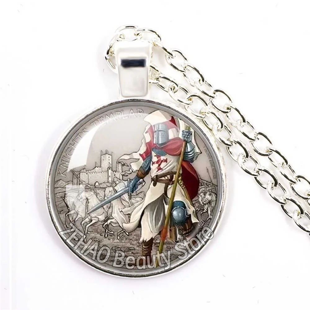 25mm Round Necklace Handmade Glass Gentleman Freemasons Illuminati Templars Logo Glass Pendant  Accessories Gift