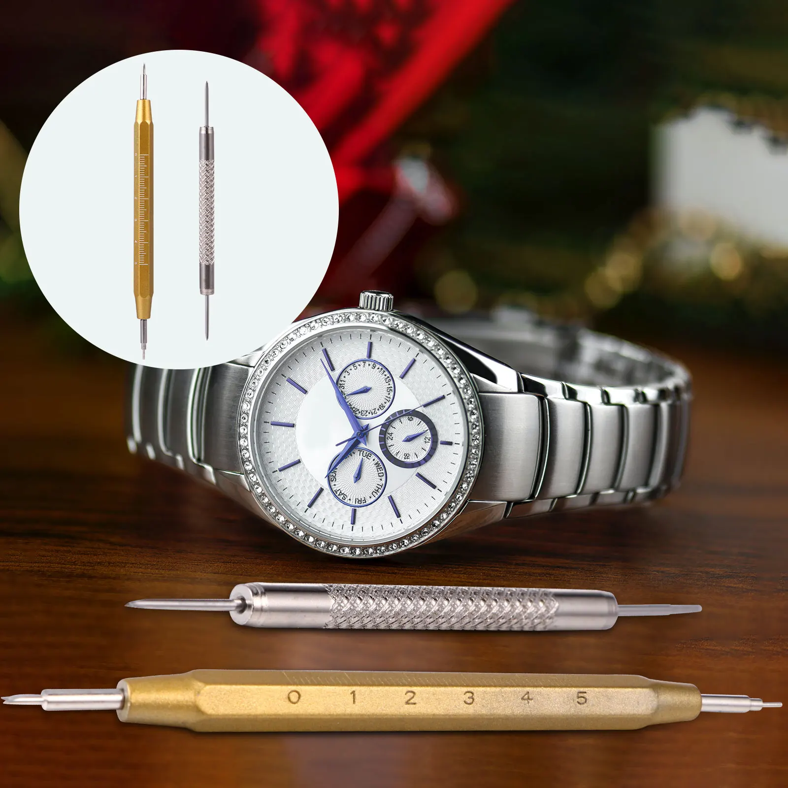 

2pcs Professional Spring Bar Tool Watch Band Repair Pin Remover Replacement Watch Repair Kit Durable Aluminum Strap Adjuster