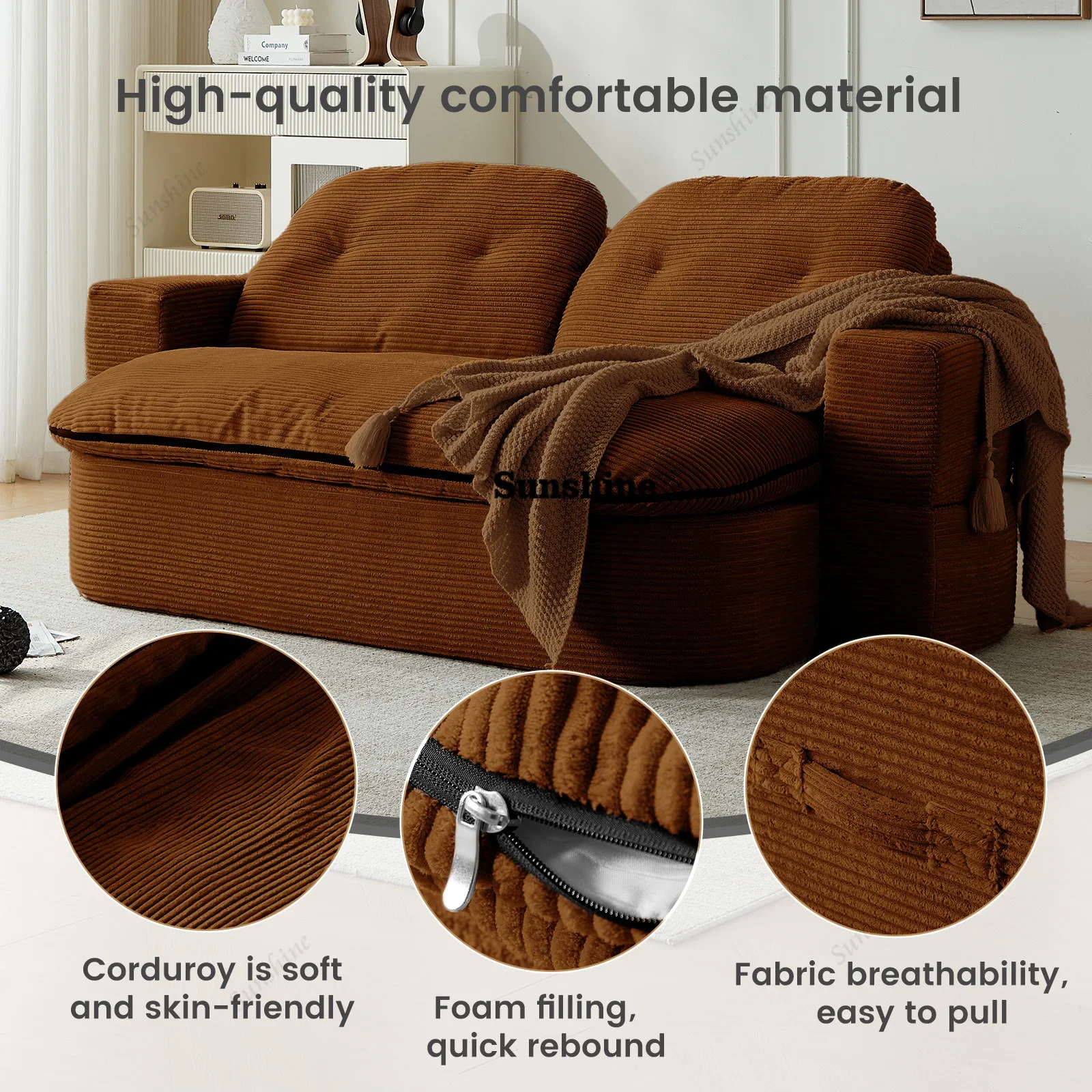 Portable 2-in-1 Foldable Sofa Bed Convertible Floor Couch for Adult with Folding Sofa Bed Comfort Floor Sofa  for Living RoomY