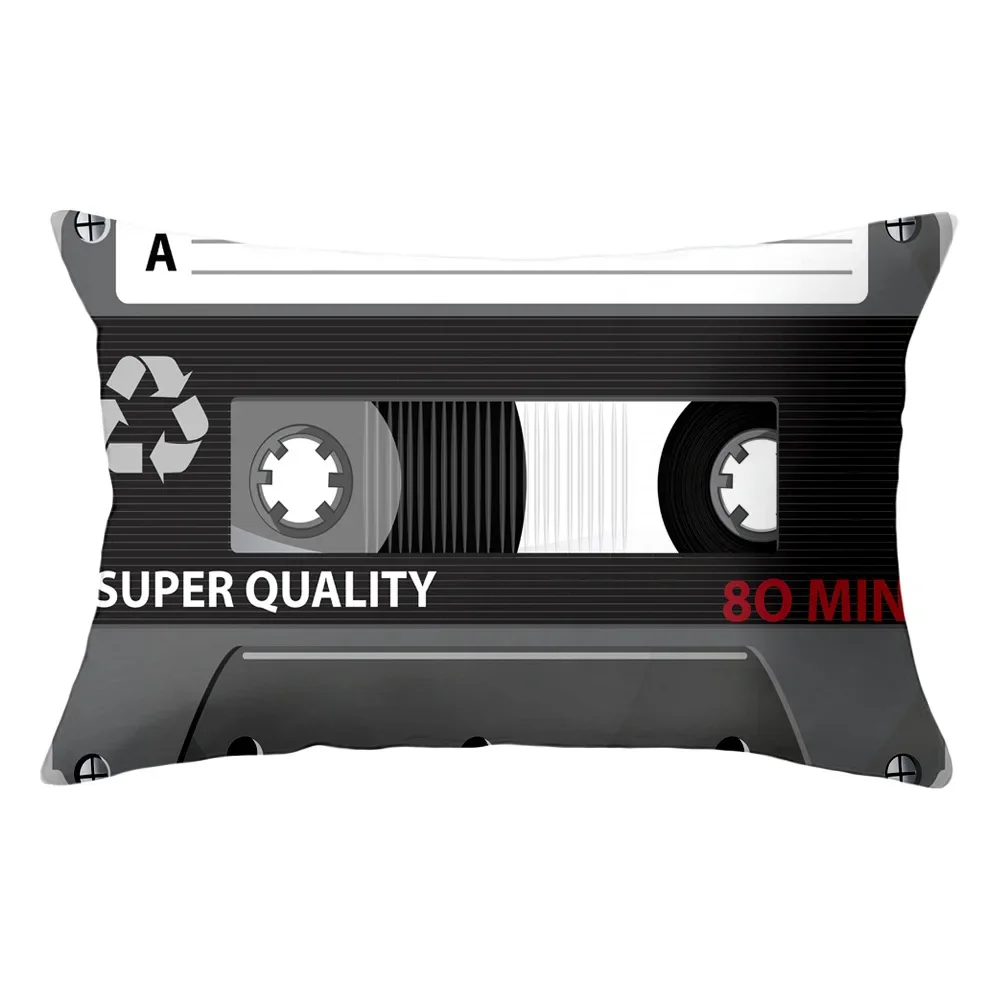 Retro Colorful Audio Cassette Tape Print Pillowcase 30x50cm 40x60cm Music Tape Design Cushion Cover for Home Office Sofa Decor
