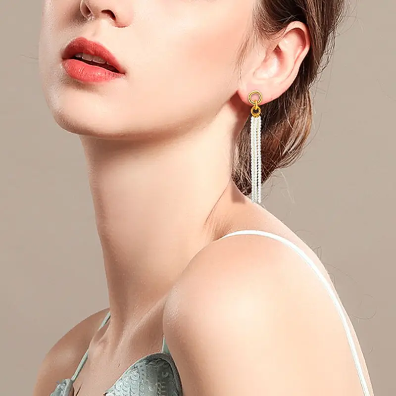 VAROLE أقراط متدلية طويلة من اللؤلؤ الفاخر للنساء أقراط ذهبية اللون مجوهرات عصرية هدية عصرية #2