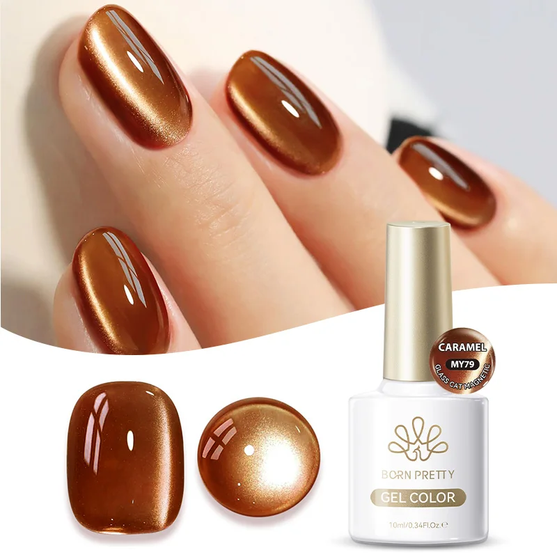 BORN PRETTY 10 ml Braun Lila Schwarz Rot Katze Magnetischer Gelpoliermittel Maniküre Soak Off UV Gel Nail Art Lack Autunm Winternägel
