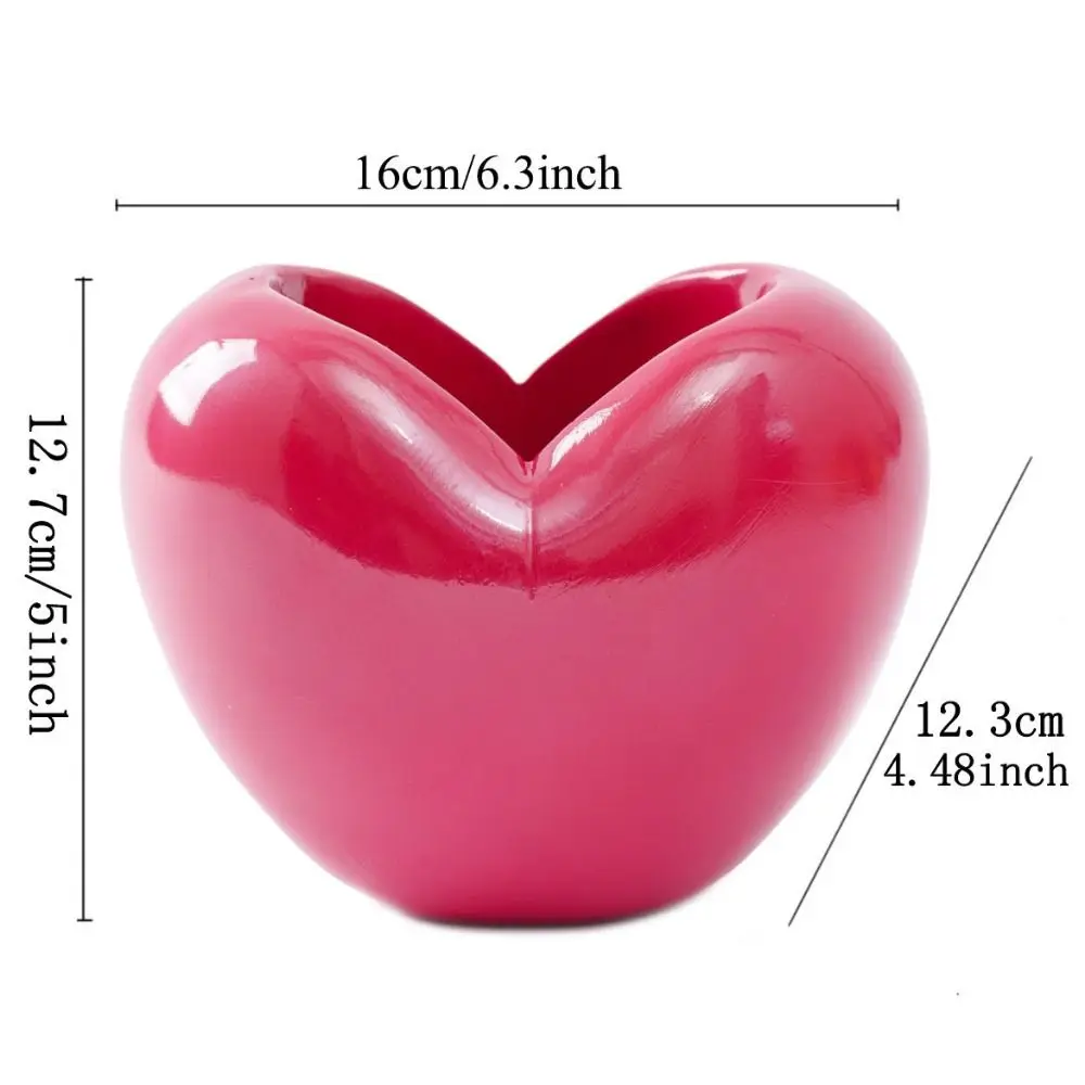 Creative Heart Shaped Pen Holder 3D Rose Red Heart Pencil Organizer Large Capacity Decorative Desktop Storage Box Desktop Crafts