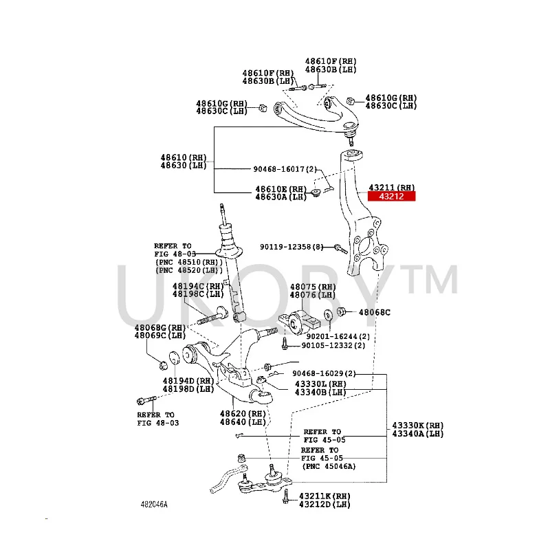 432010N010 432020N010 To yo ta Crown Reiz Right steering knuckle