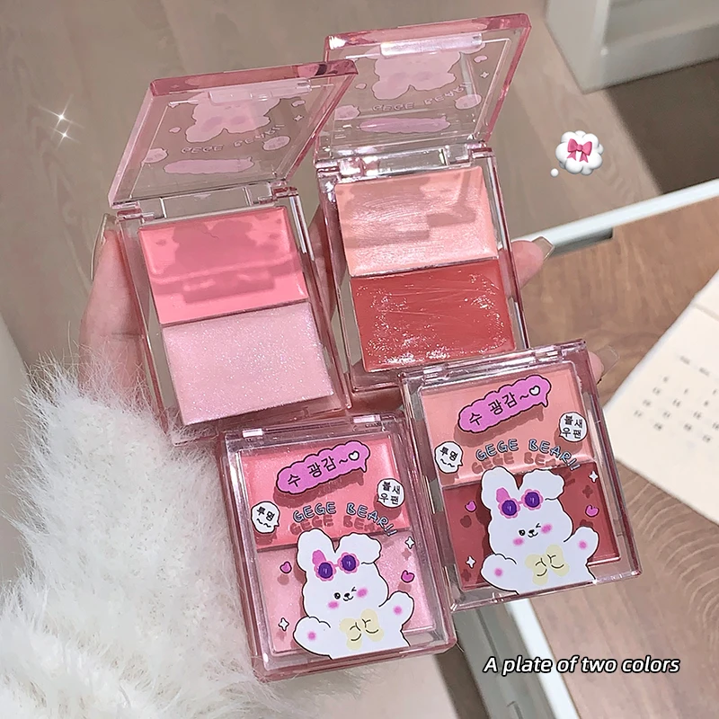Gege Bear Palette di fard bicolore acquoso Idratante Colore espandibile e termoretraibile Crema Rouge a lunga durata