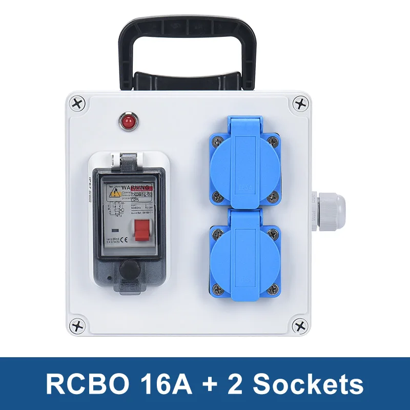 Caixa de soquete industrial móvel ao ar livre mcb rcbo 110v 220v 16a caixa de controle de energia de comutação à prova dwaterproof água instalação na parede ip54