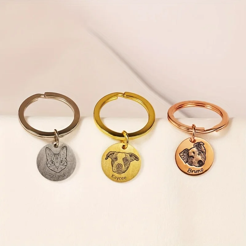 Pet Portrait Keychain Animal Lovers Pet Loss Gift for Women Coin Key Ring Cat Lover Gift Personalized Pet Memorial Image Gift