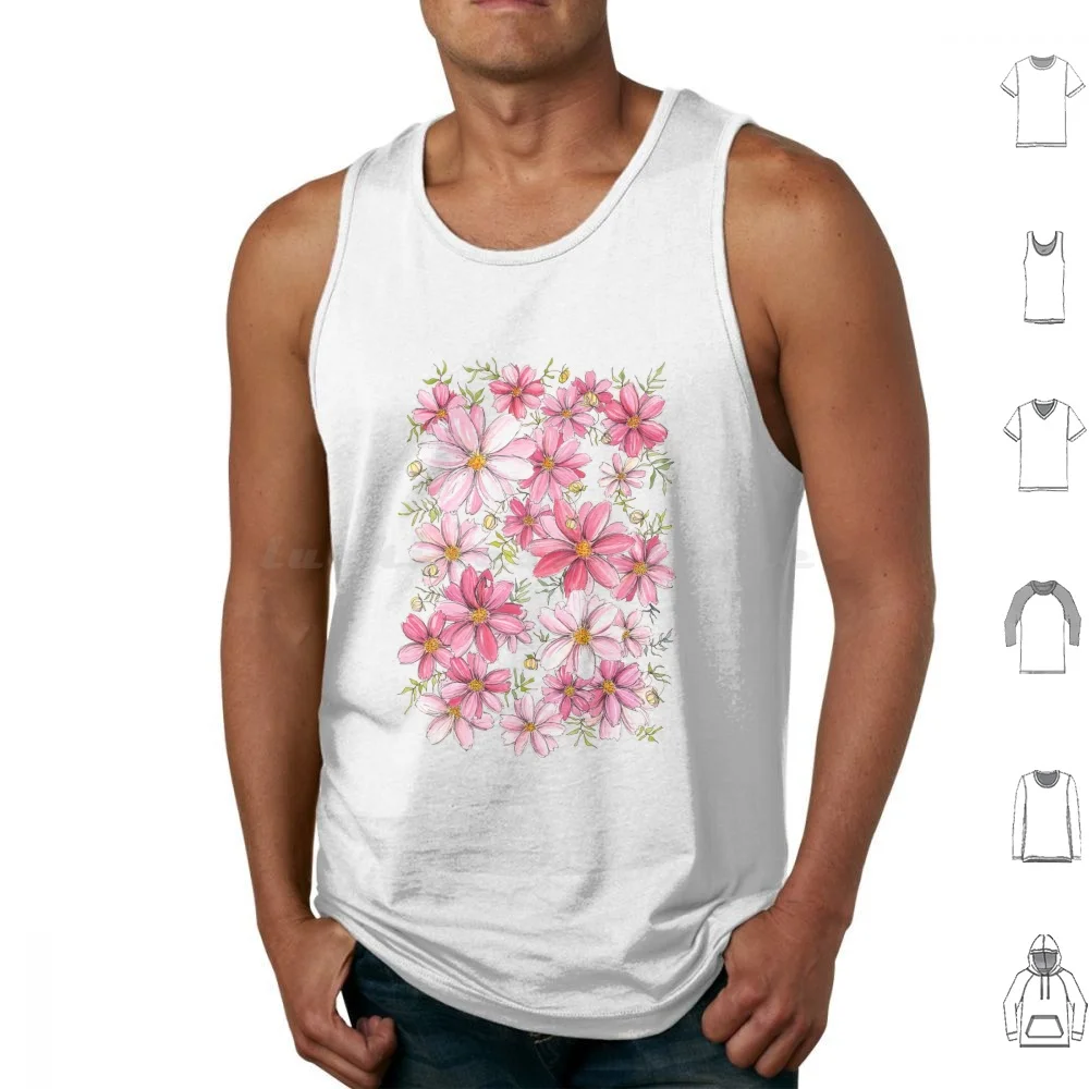 Pink Floral Pattern Tank Tops Vest Sleeveless Flowers Flower Floral Flora Pink Light Pink Pretty Spring Summer Girl Daisies